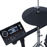 MEDELI MZ538 音源模組與 14 吋三區 Ride 銅鈸特寫，含 4.1 吋 LCD 螢幕與控制旋鈕